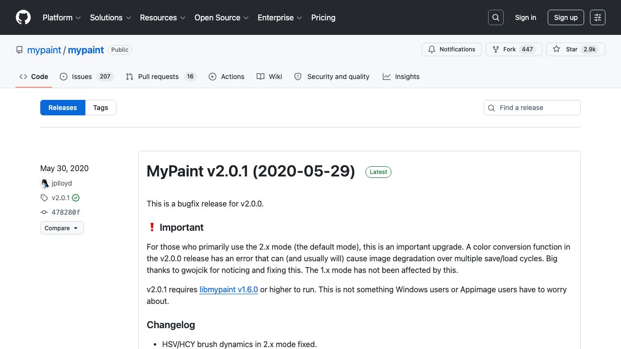 MyPaint official website preview