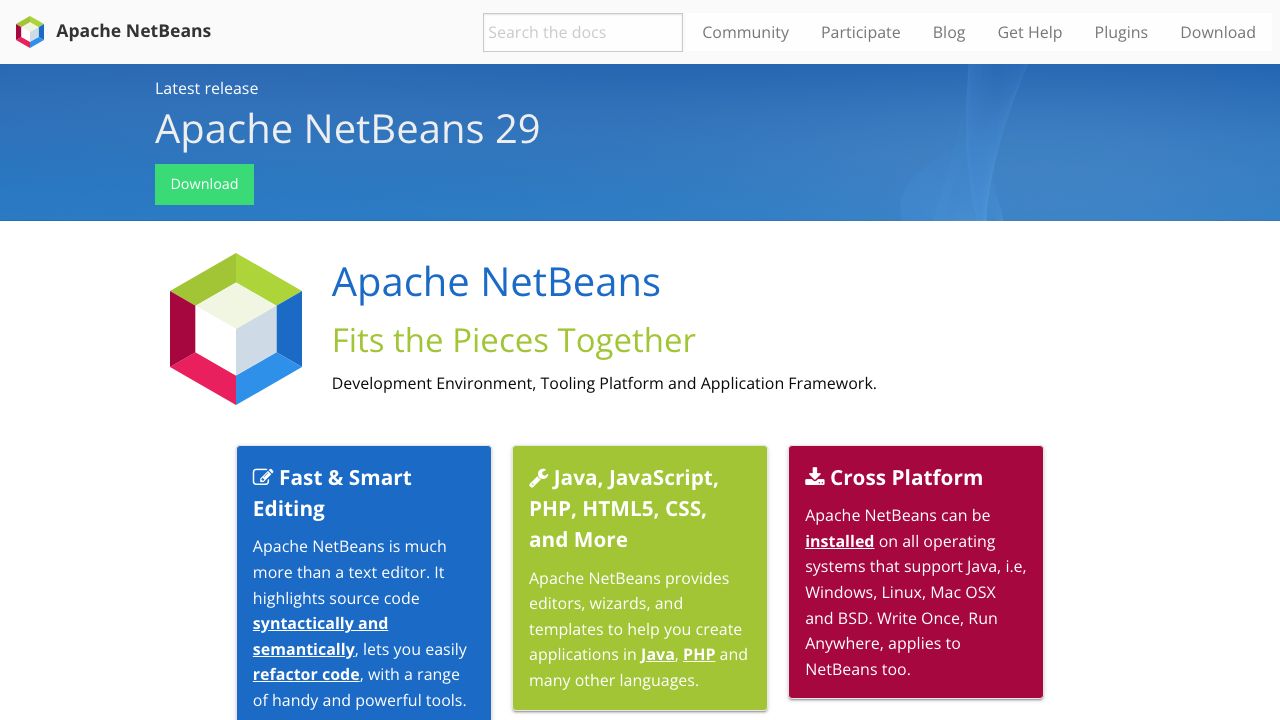 NetBeans IDE official website preview