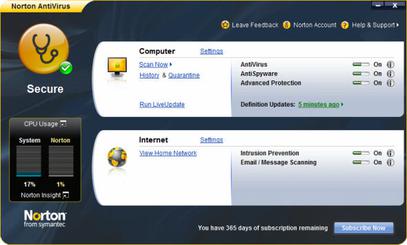 Norton Antivirus interface preview 2