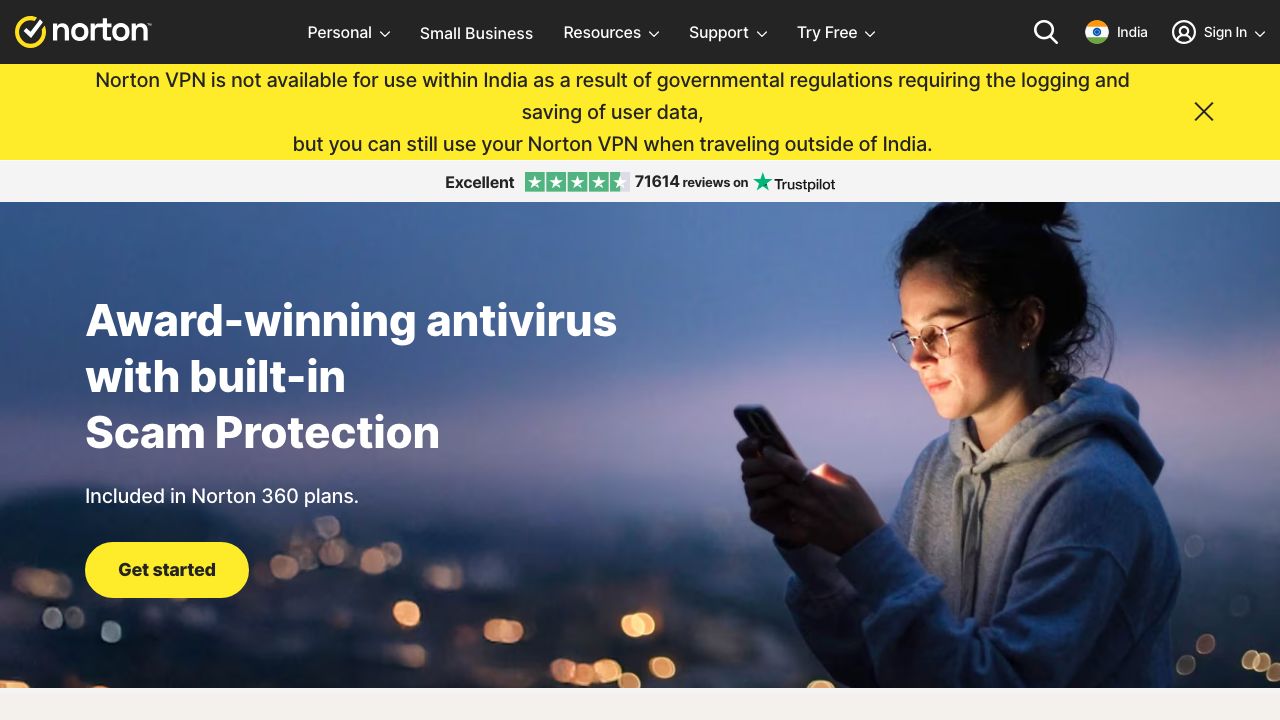 Norton Antivirus official website preview