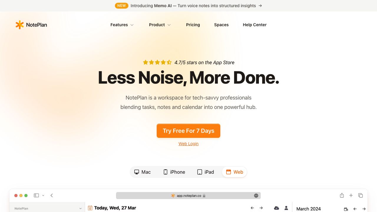 NotePlan official website preview