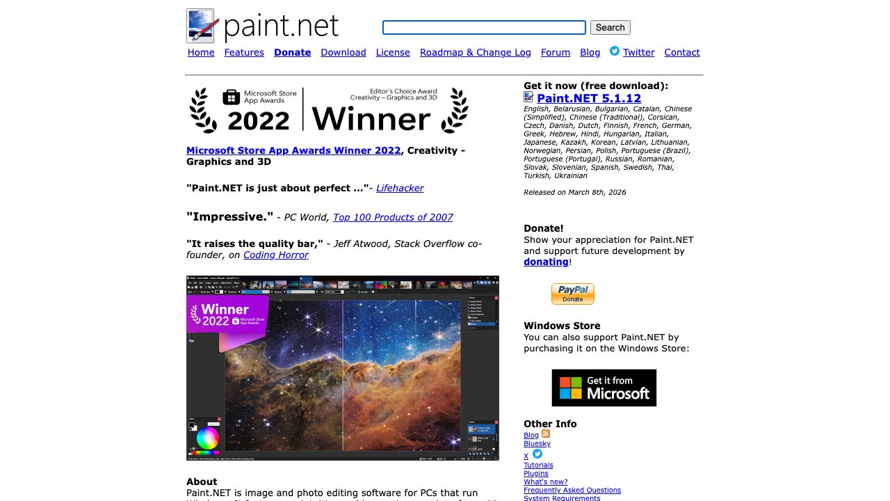 Paint.NET official website preview