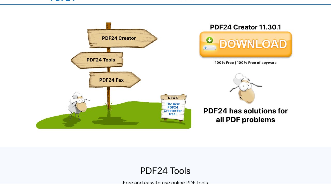 PDF24 Creator official website preview
