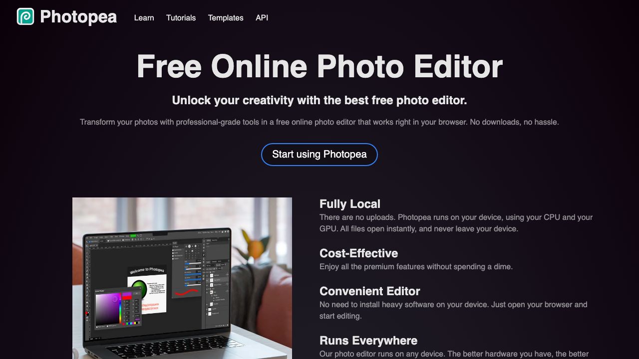 Photopea official website preview