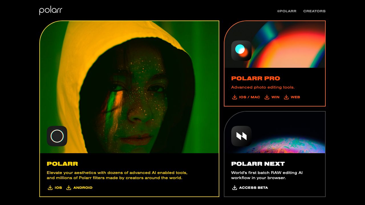 Polarr official website preview