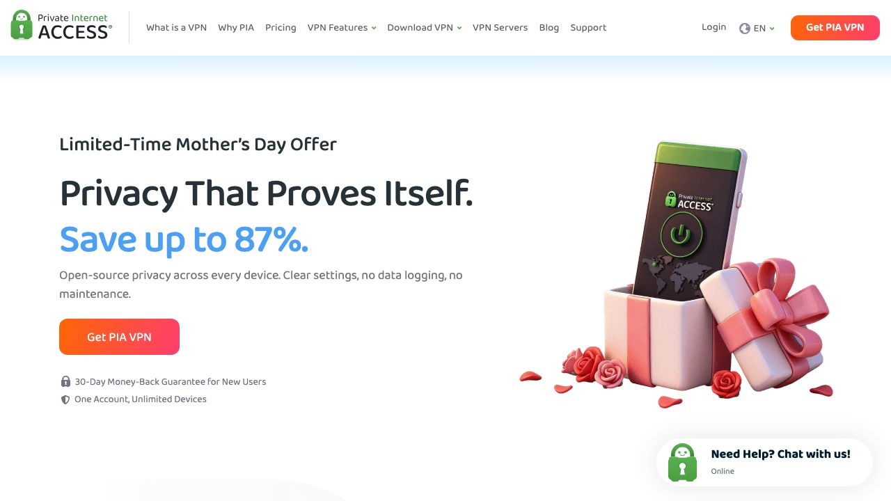Private Internet Access official website preview