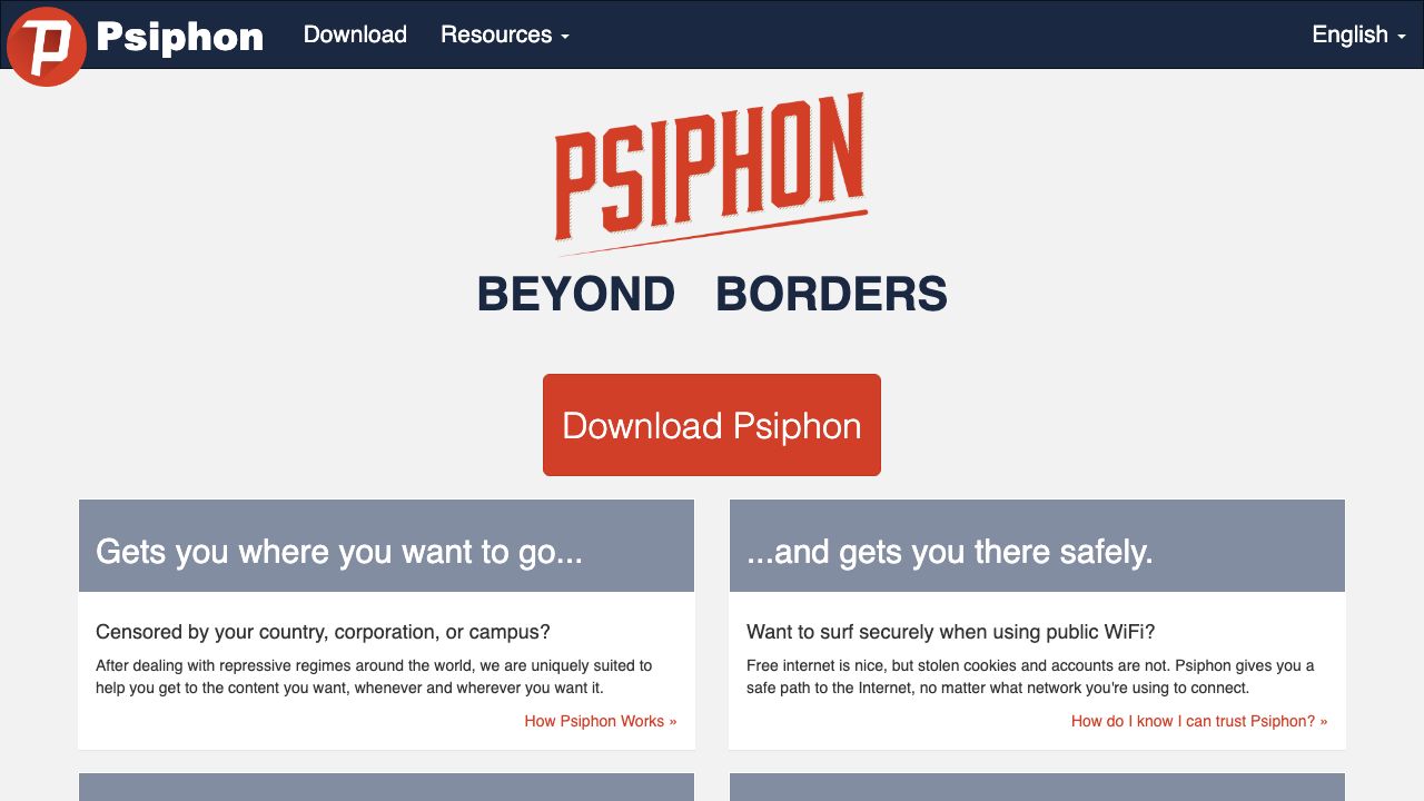 Psiphon official website preview