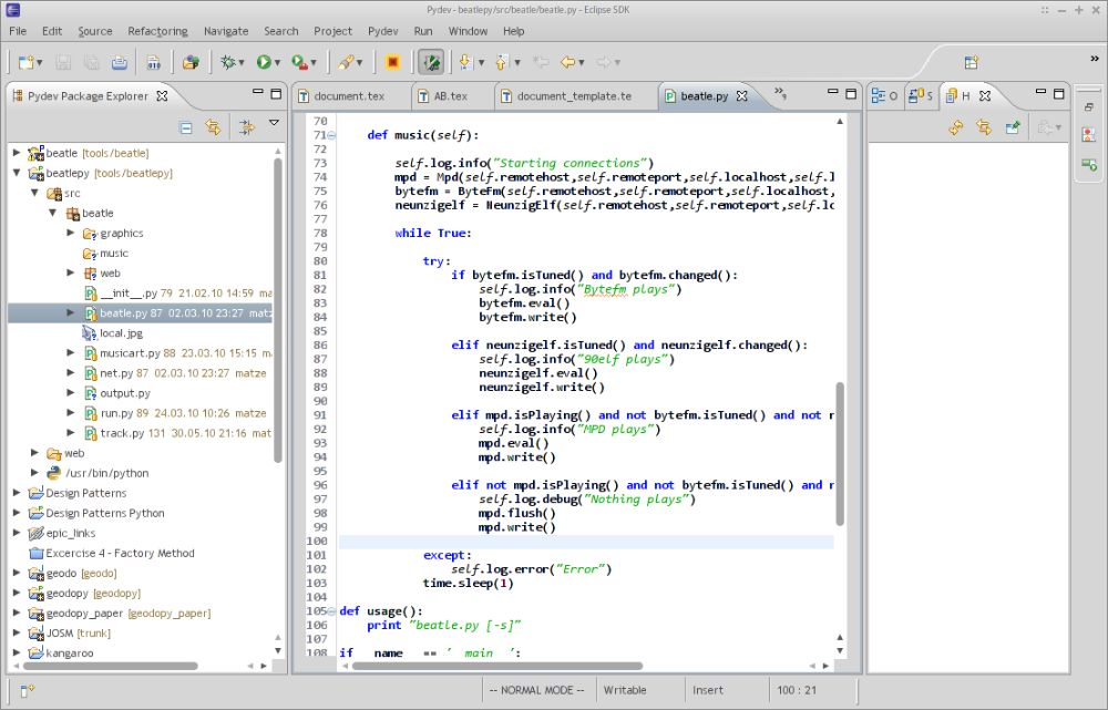 PyDev interface preview 1