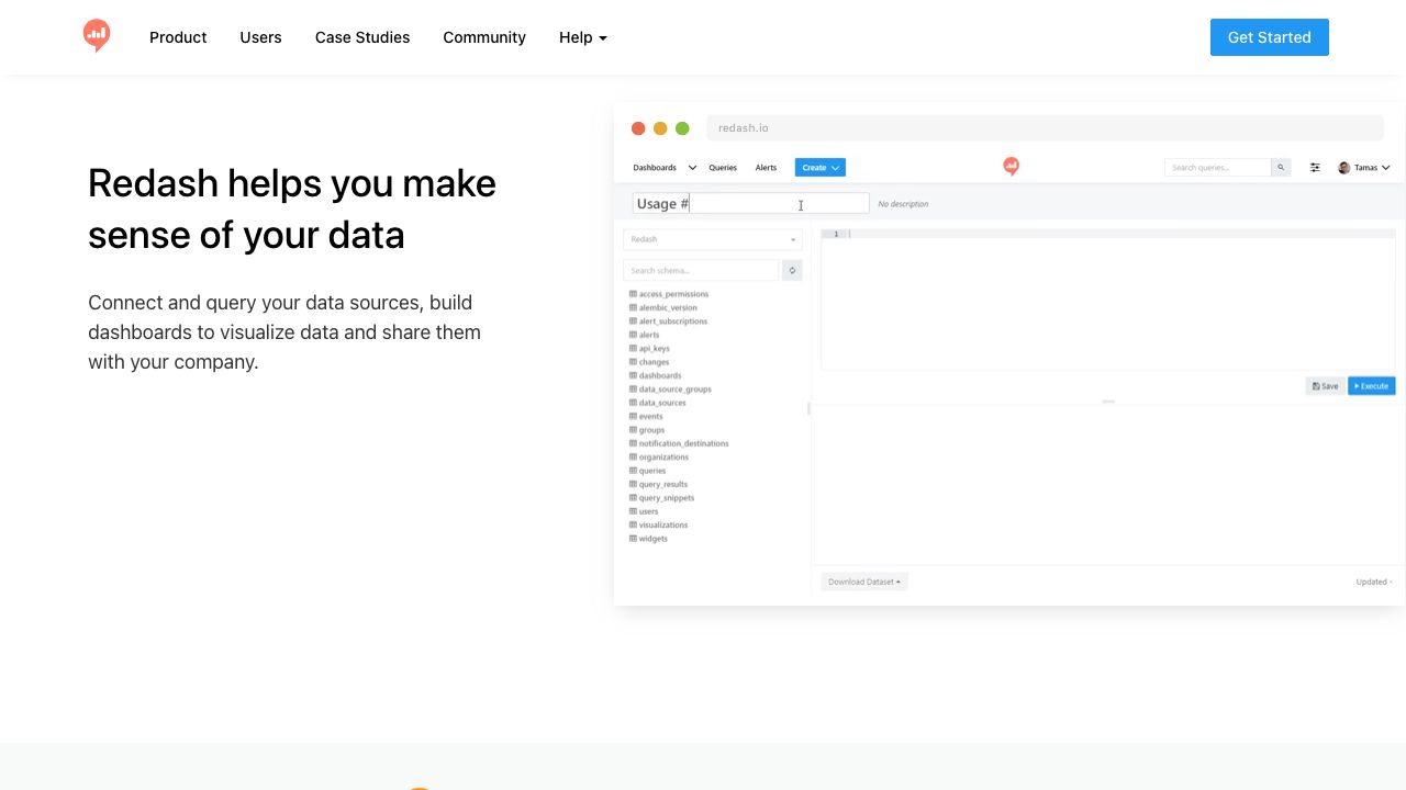Redash official website preview