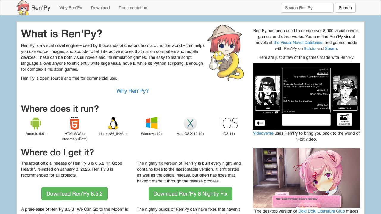 Ren'Py official website preview