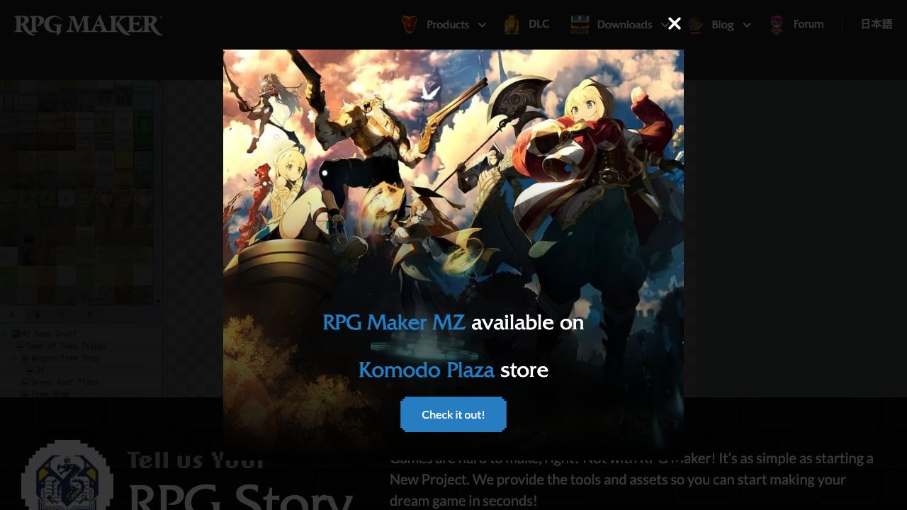 RPG Maker MZ official website preview