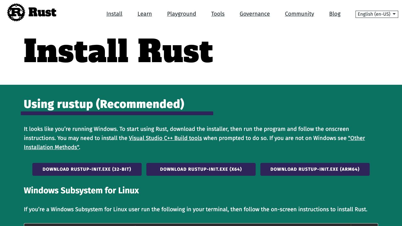 Rust Programming Language official website preview