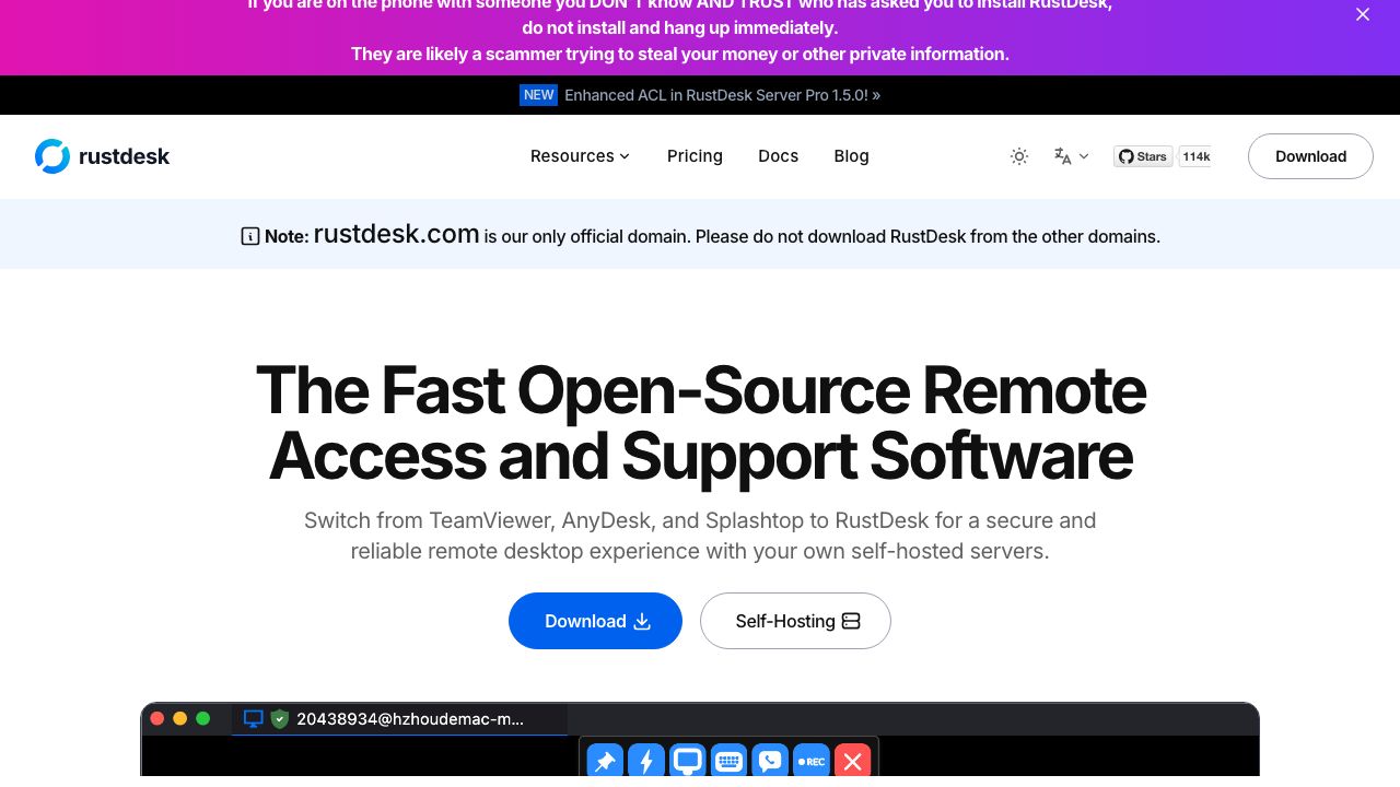 RustDesk official website preview