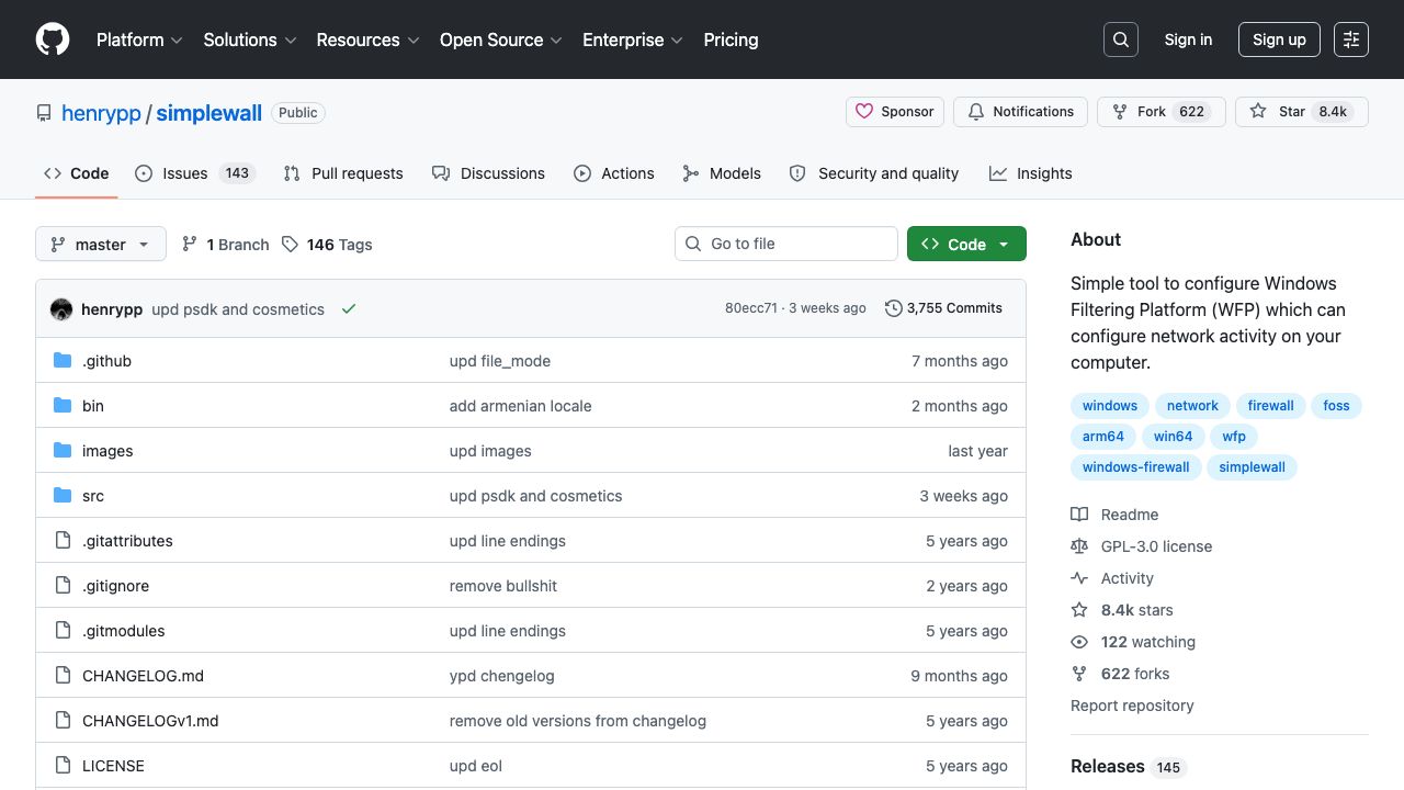Simplewall Firewall official website preview