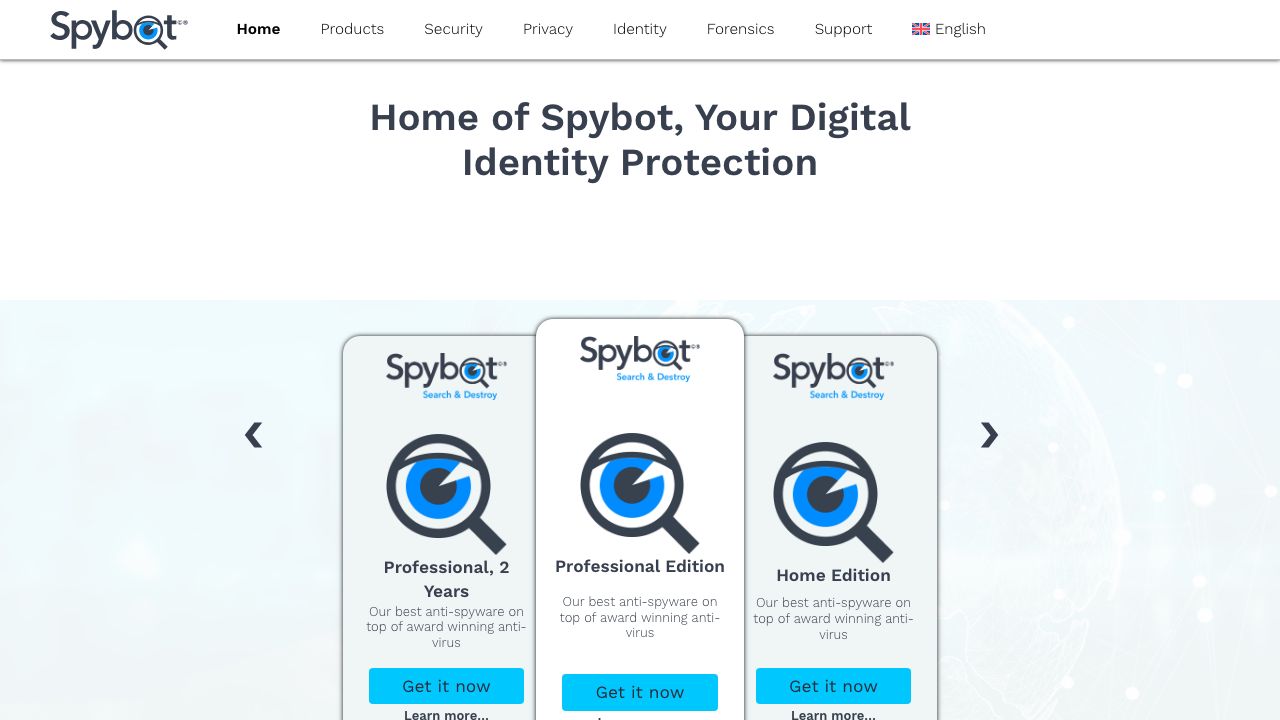 Spybot Search and Destroy official website preview