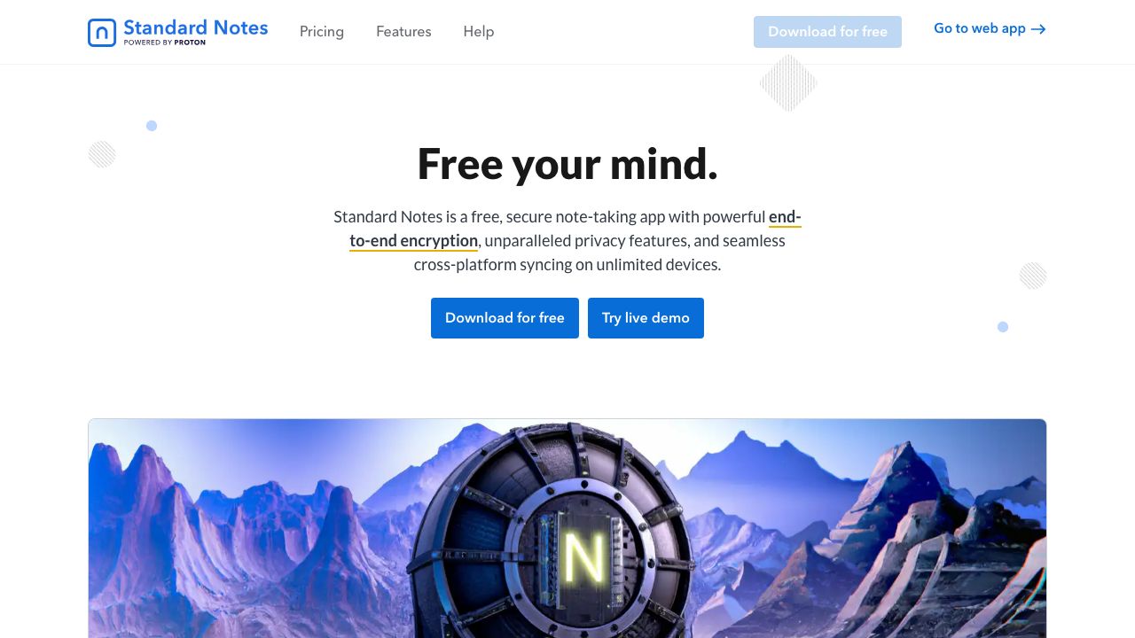 Standard Notes official website preview