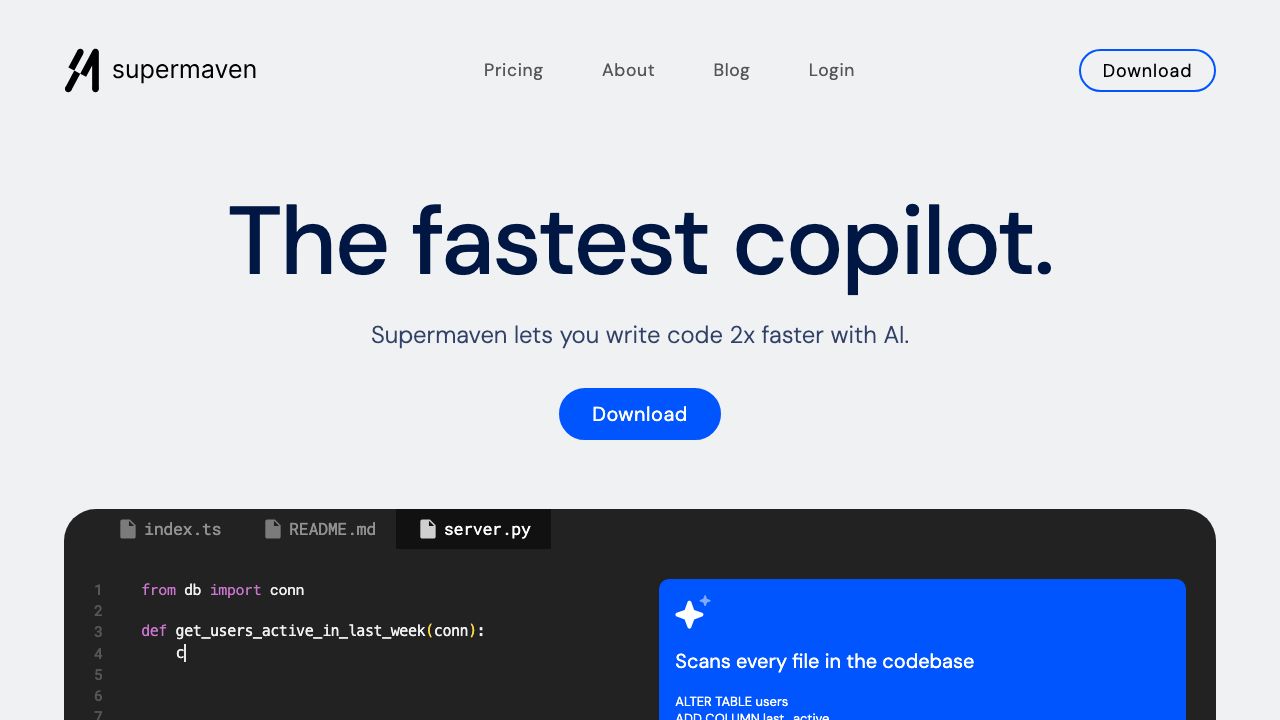 Supermaven official website preview