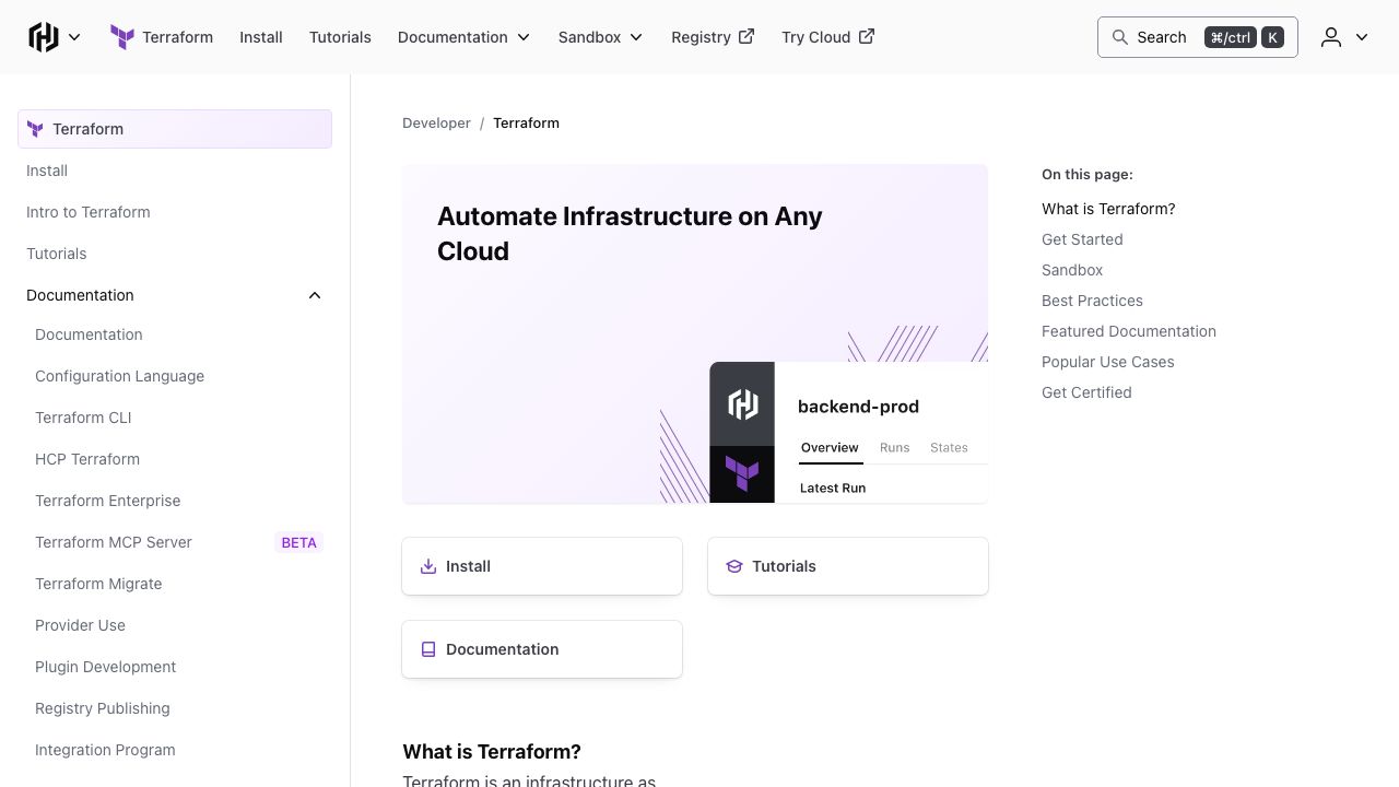 Terraform official website preview