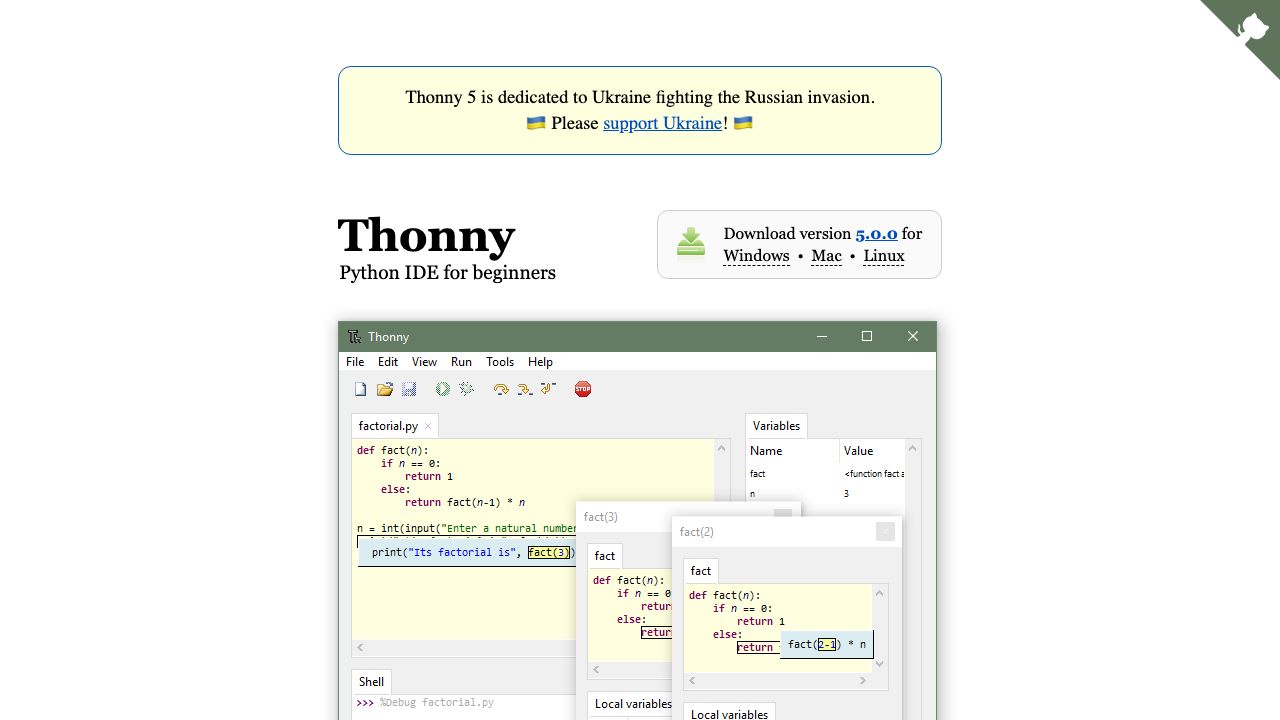 Thonny official website preview