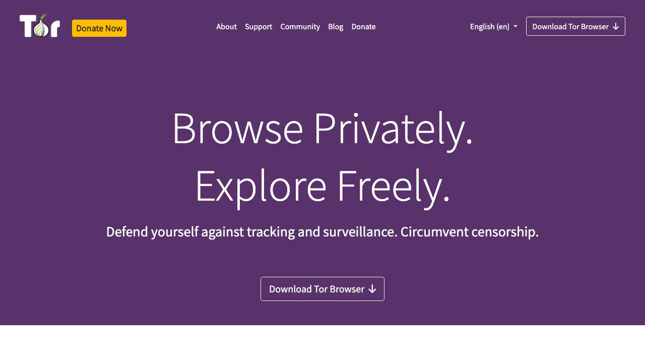 Tor Browser official website preview
