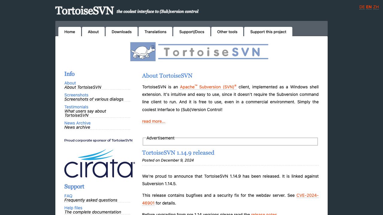 TortoiseSVN official website preview