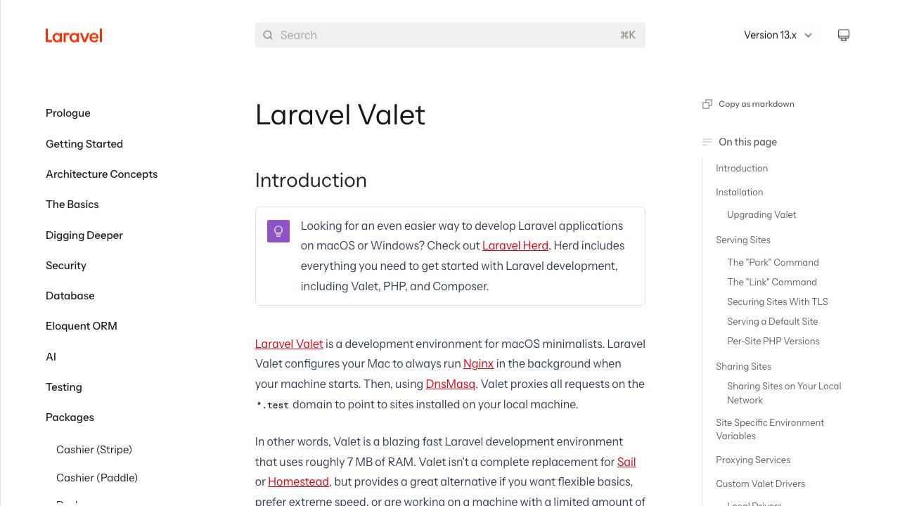 Valet official website preview