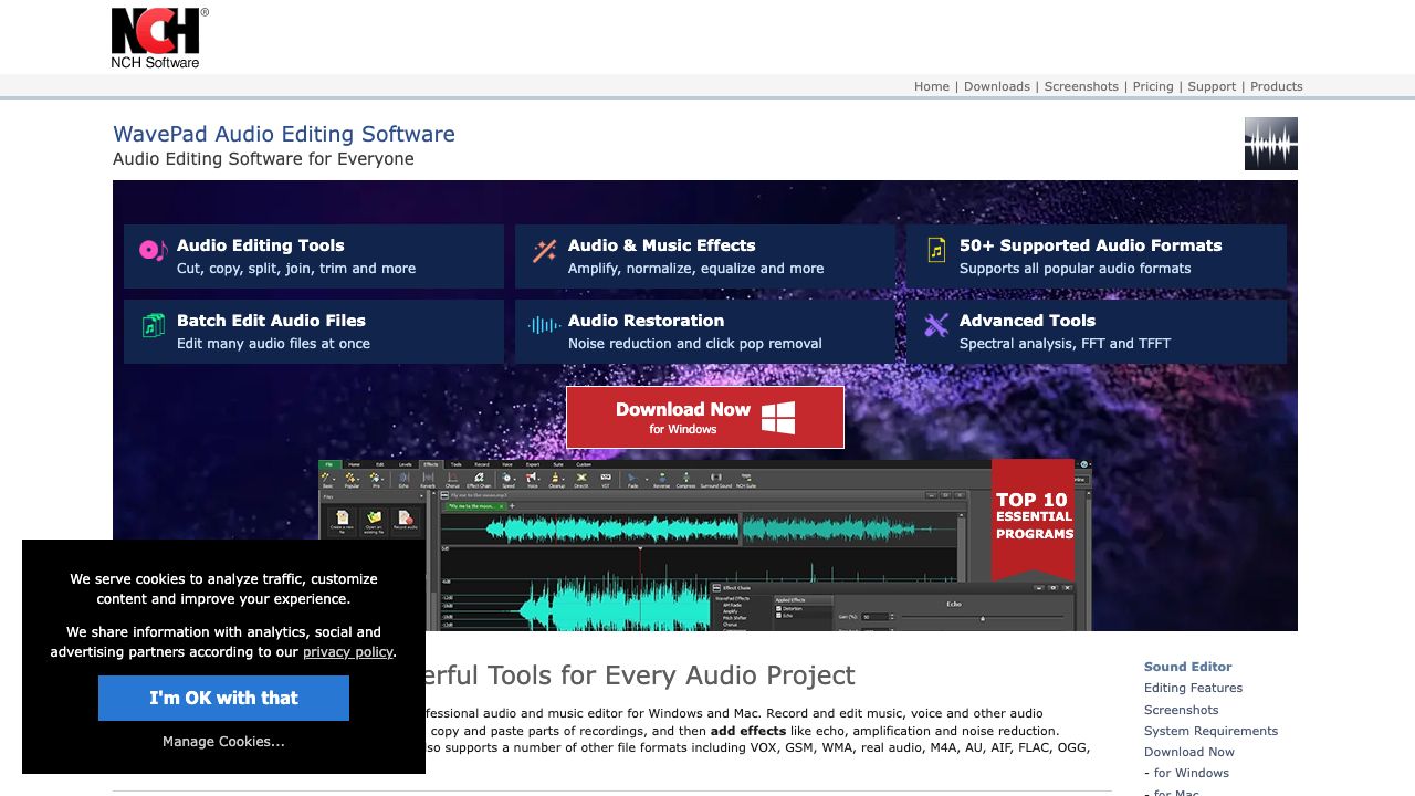 WavePad Audio Editor official website preview