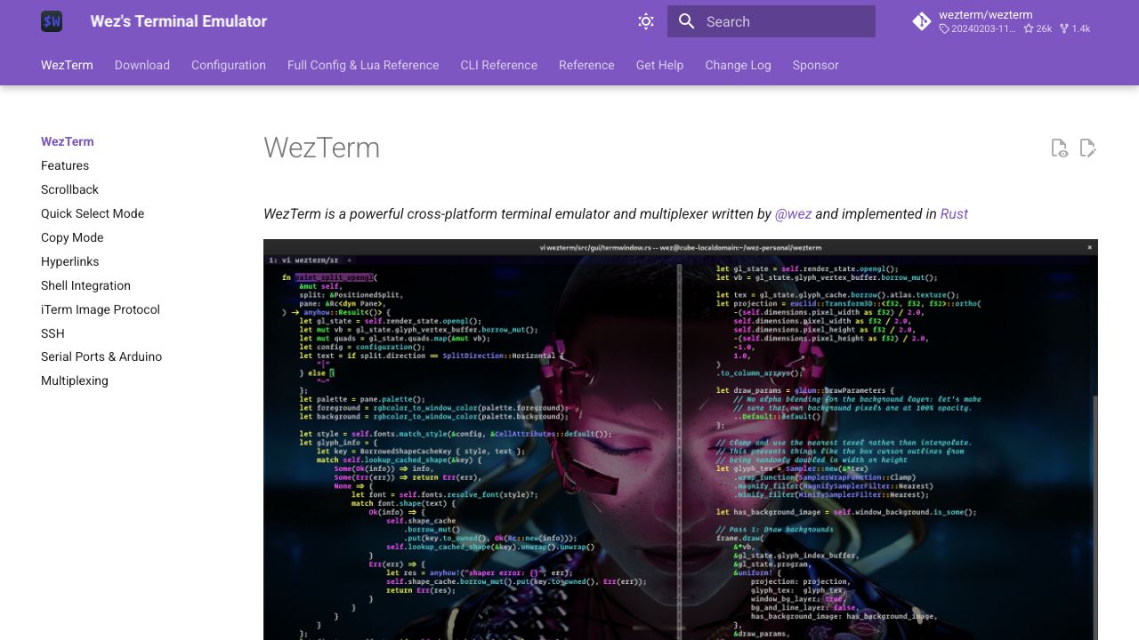 WezTerm official website preview