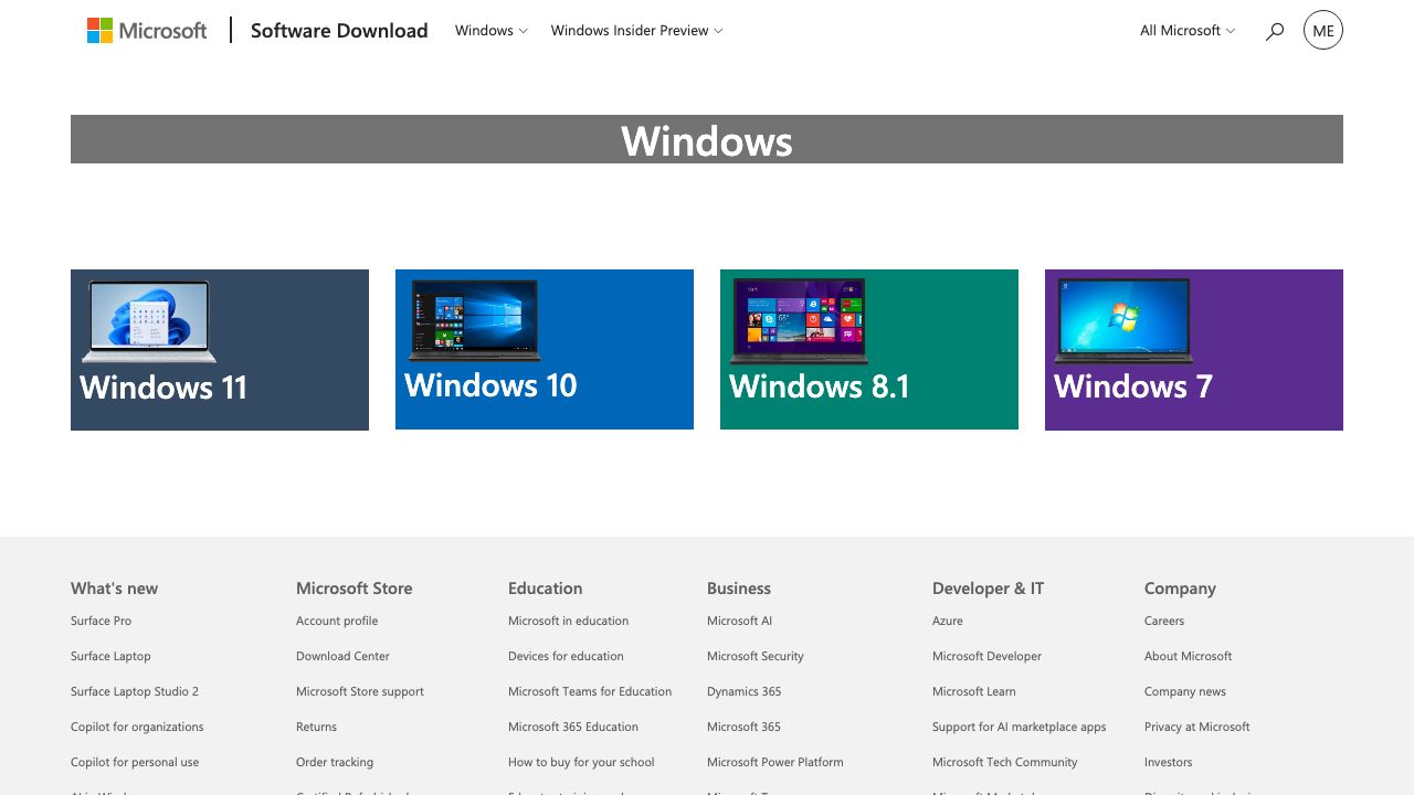 Windows 7 ISO official website preview