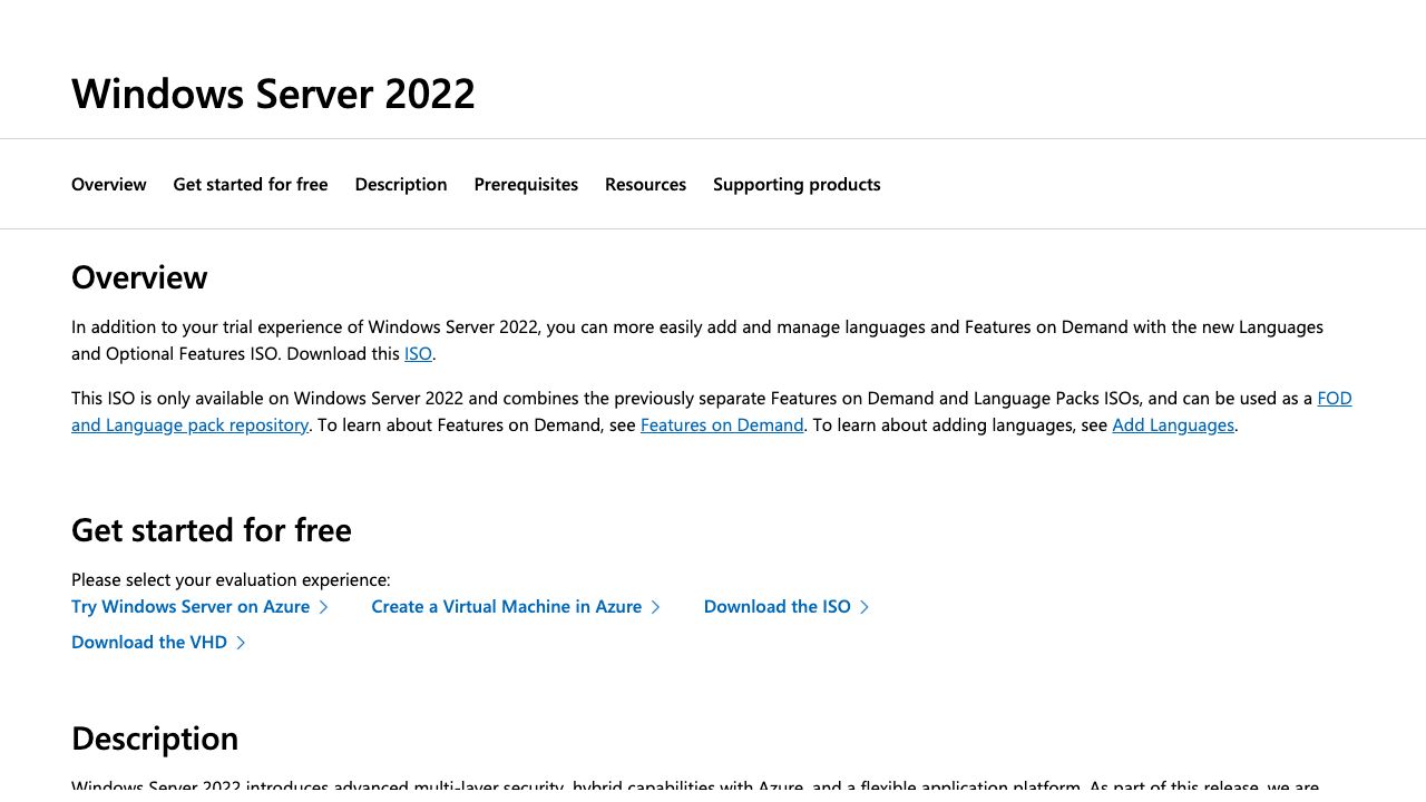 Windows Server 2022 ISO official website preview