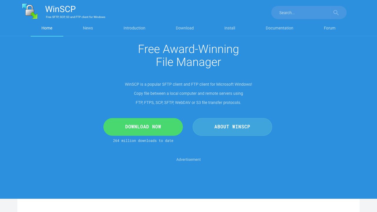 WinSCP official website preview