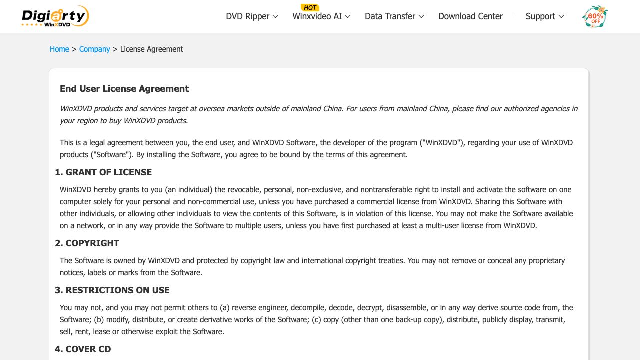 WinX DVD Ripper official website preview