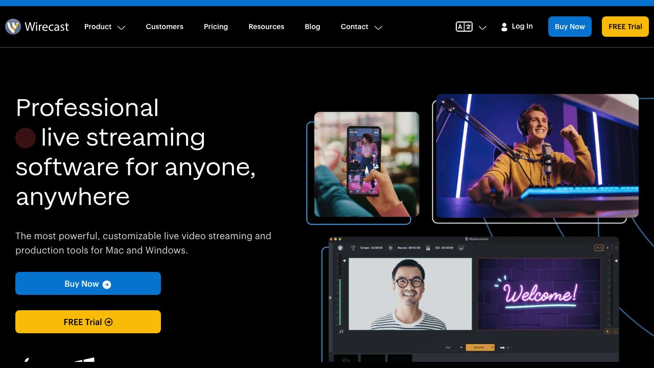 Wirecast official website preview