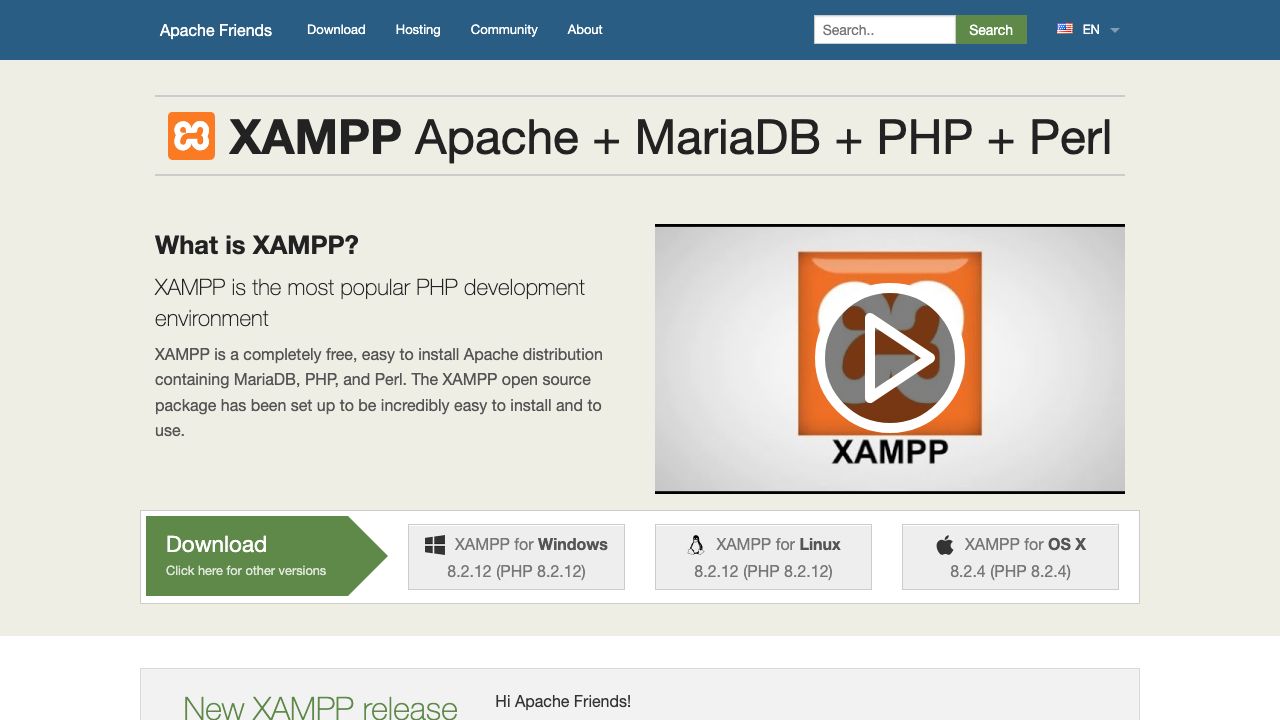 XAMPP official website preview