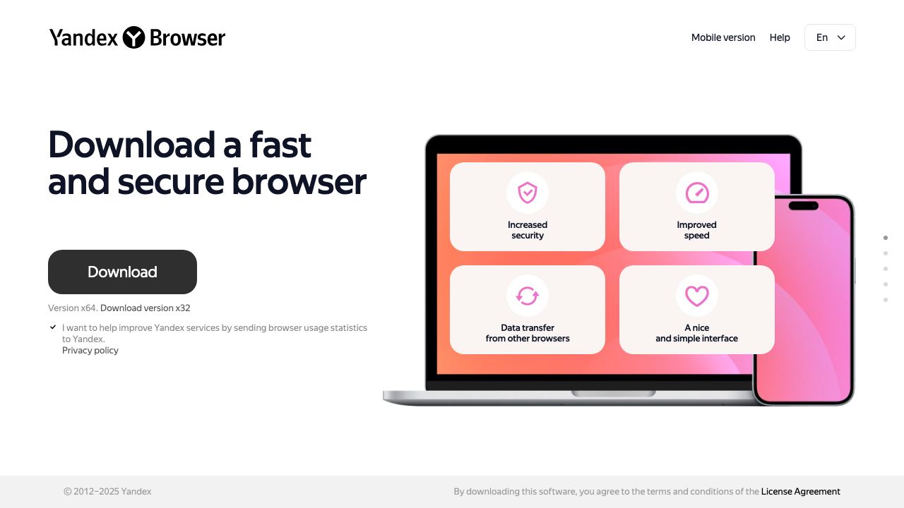 Yandex Browser official website preview